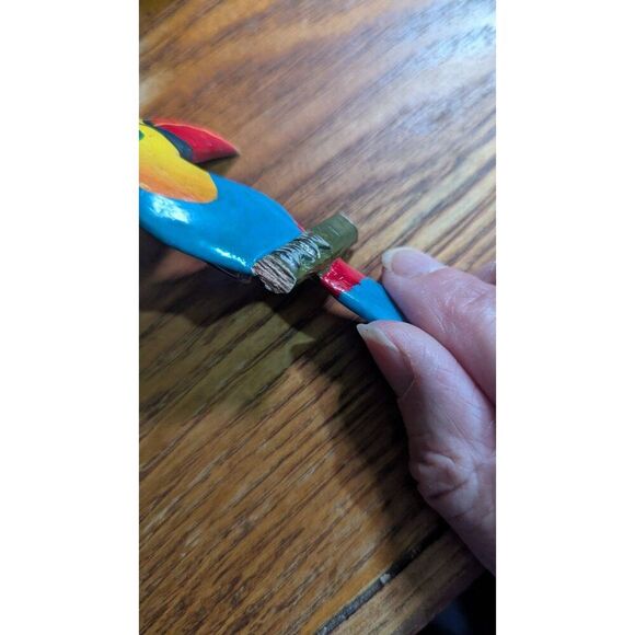 Hand-Carved Parrot Earrings & Brooch Set - Vibrant & Quirky jungle tropical - Picture 9 of 9